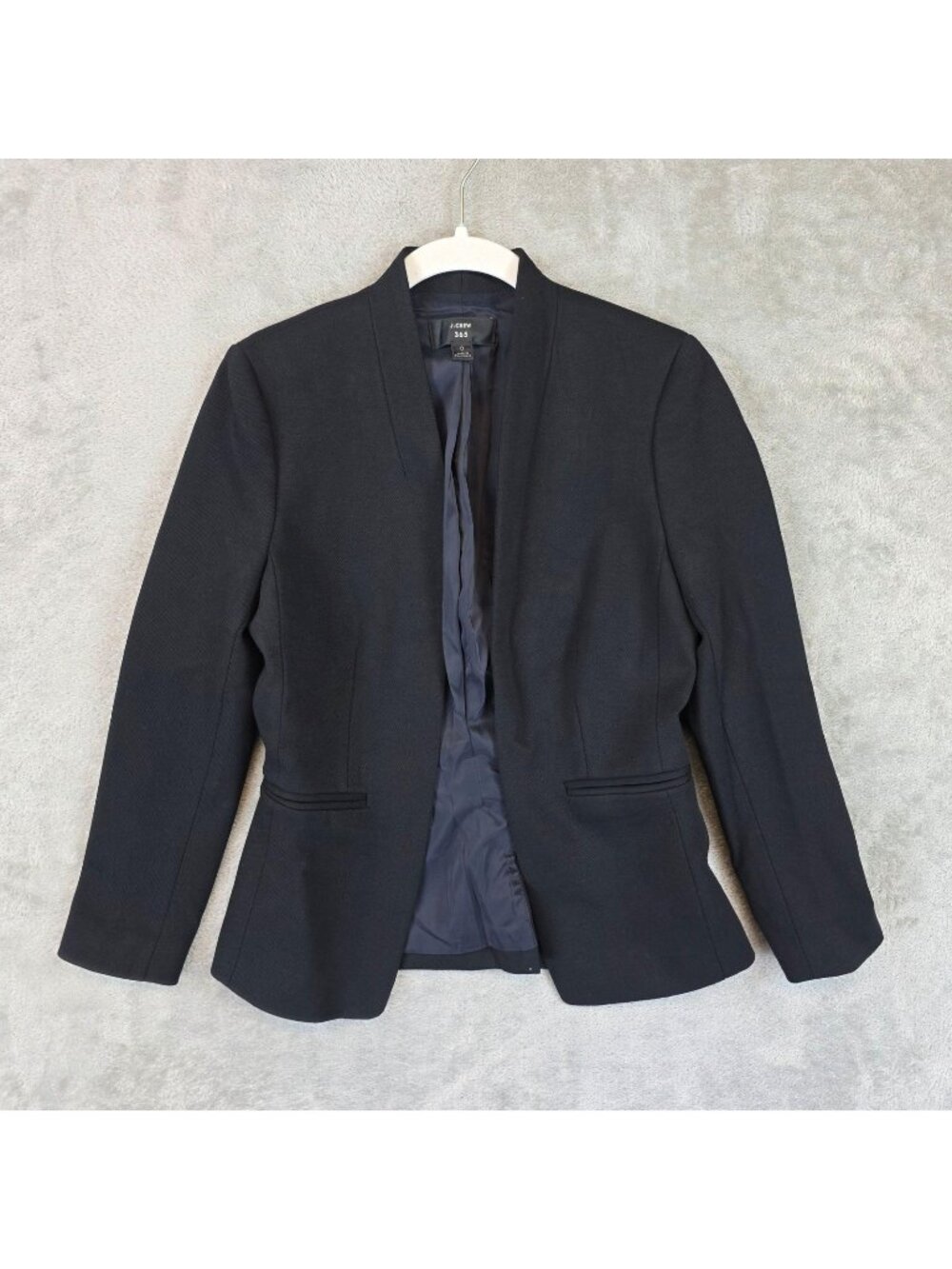 J.Crew 365 Blazer Womens 0 Black Open Front Stretch Lined Jacket Work Career